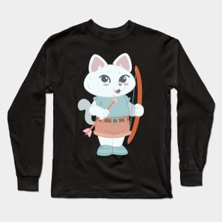 Archery Cute Cat Player - Girl Kids gift graphic Long Sleeve T-Shirt